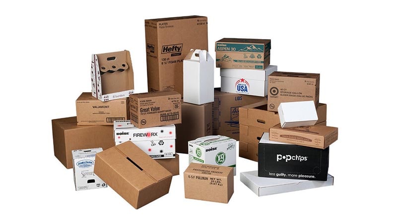 Stack of corrugated shipping boxes illustrating durable cardboard packaging for logistics and eCommerce.
