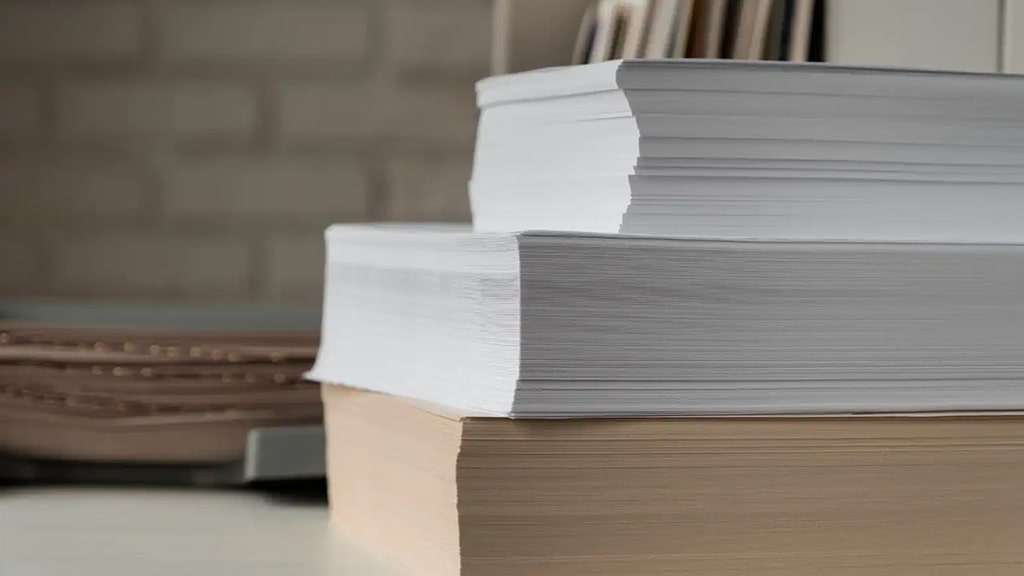 different types of paper for packaging layered on a table for comparison