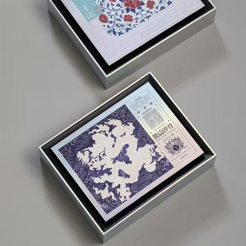 holographic paperboard luxury gift box samples in rainbow reflective finish