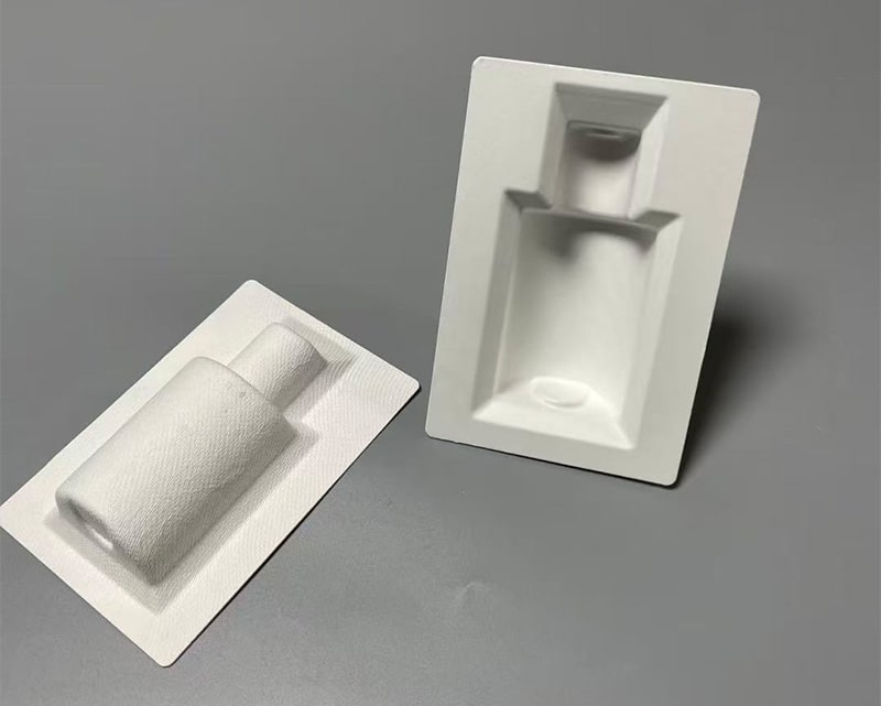 showing both side of a molded pulp insert
