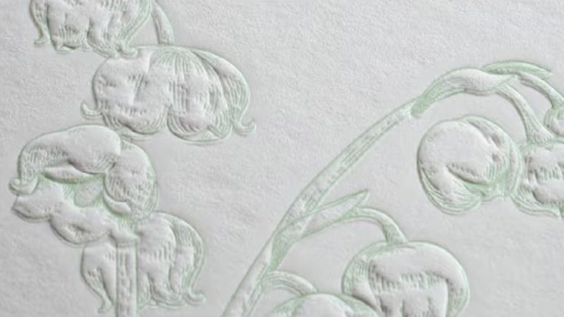 showing printed embossing finish of flower